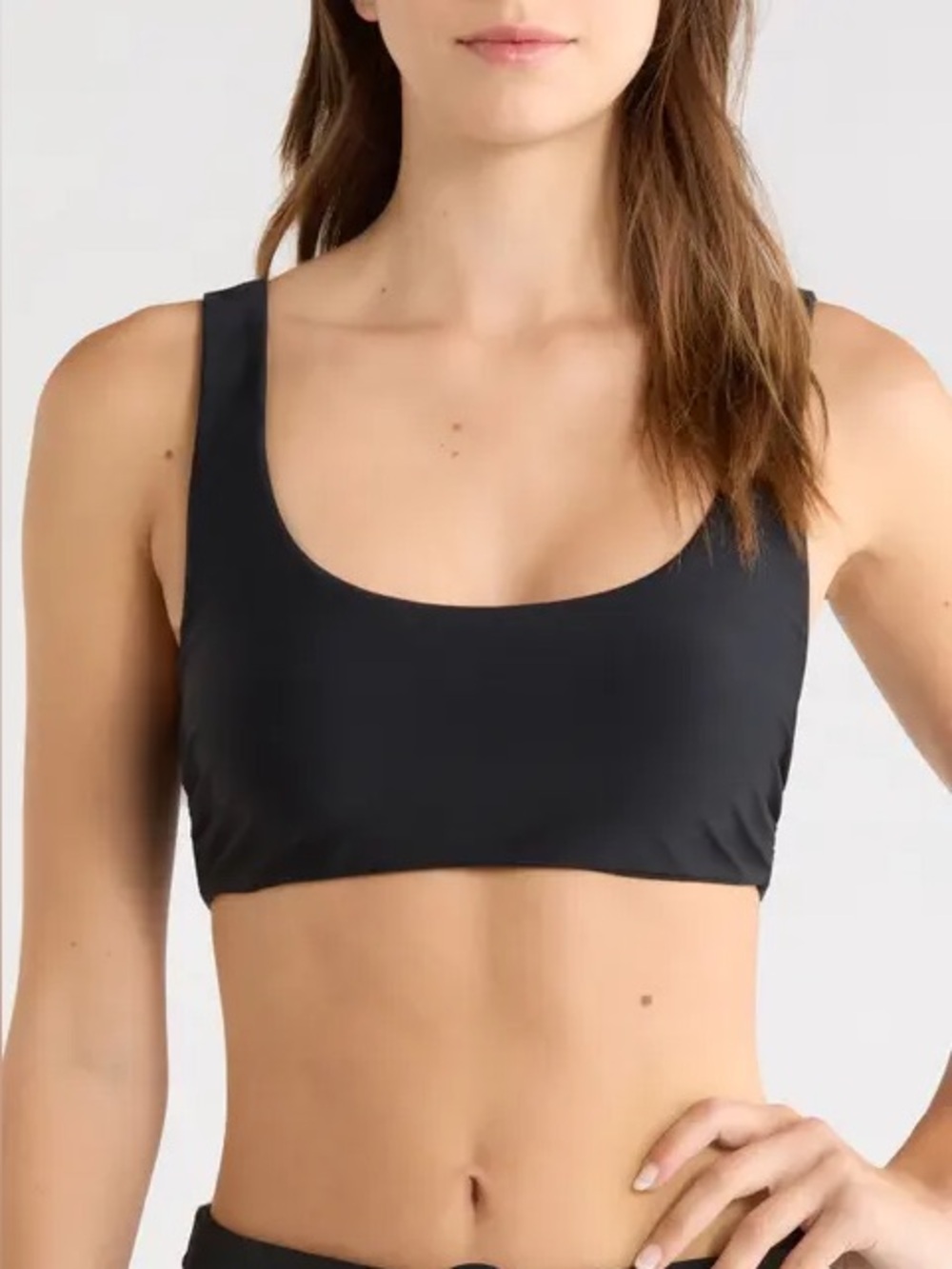 Quince Scoop Neck Bikini Top Black Sz XS New